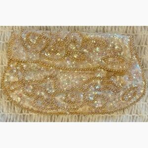 50’s Vintage Cream Irredentist Beaded Silk Clutch